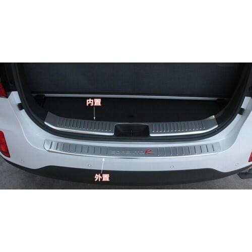 Inner Rear Bumper Protector Sill Trunk Tread Plate Trim For KIA Sorento R 2013 2014
