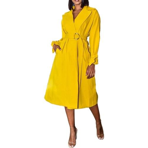 Woman Dress 2021 Spring Elegant Sexy V-Neck Long Party Dress Casual Slim Solid High Waist Pockets Office A-line Dress With Belt