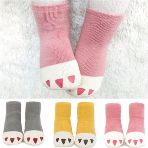 Winter Thick Girls Boys Kid Socks Baby Cotton Paw Casual Meias Infantil Anti Slip Terry Socks Soft 0-2 Years Old