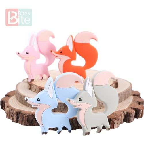 1pc Baby Silicone Teether Fox Pacifier Clip Chain Pendant Food Grade Perle Silicone Rodent Tiny Rod ChildrenS Goods Nurse Gifts