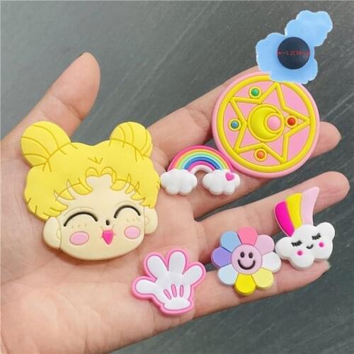 1pcs Rainbow Cloud Lovely PVC Shoes Accessories Garden Shoe Decorations Fit Children Croc Jibz Charm Holiday Present