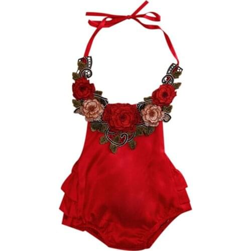 2020 Baby Girl Floral Romper Summer Sleeveless Backless Halter Ruffles Skirted Baby Rompers Toddler Kids Bebes Jumpsuit Outfits