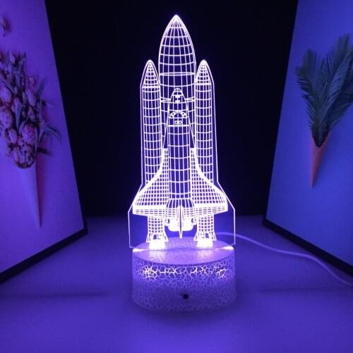 3D Neon Lamp Rocket Model Ornaments Visual Illusion 7 Color Changes With Remote Control Home Table Decoration LED Night Light