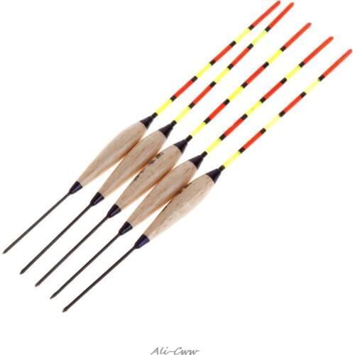 5 Pcs/Set Fishing Float Fluorescent Tail Luminous Stick Floating Buoy Tackle Barr Wood Wooden Sticks Accessories Ice Fishing