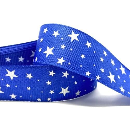 5yards 1" 25MM Grosgrain Ribbon Printed Stars for Christmas Wedding Decoration DIY Sewing Handmand Craft Accessories #05