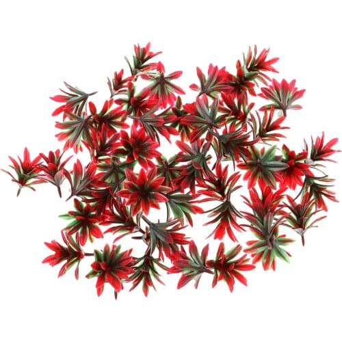 50pcs Red Flower Model Train Trees Shaped Scenery Landscape 1:100 1:200