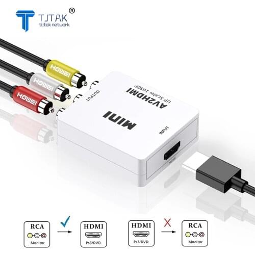 Full HD RCA AV TO HDMI Converter Adapter Male To Female HDMI to RCA AV/CVSB L/R Video 1080P Support NTSC PAL For HDTV Box DVD