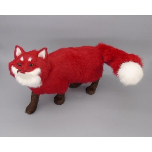 Large 55x23cm simulation fox polyethylene&fur red standing fox model prop handicraft home decoration gift b1700