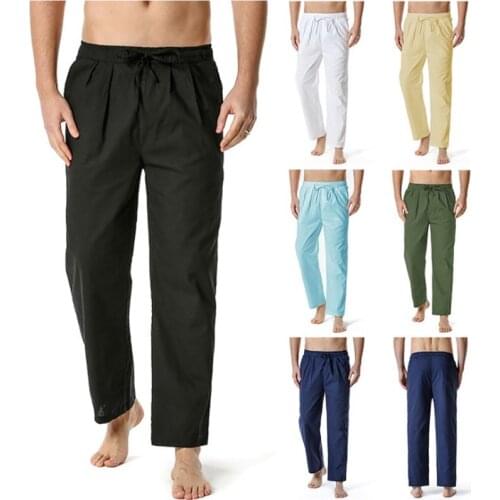 New Pants Large Size Summer Mens Casual Sports Cotton Linen Pant Jogger Trousers Male Breathable Loose Pants Men Streetwear