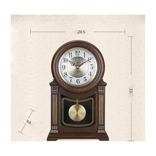 Retro Solid Wood Clock Decoration Living Room Retro Mute Clock Chinese Style Vintage Pendulum Clock Large Ornaments Pendulum