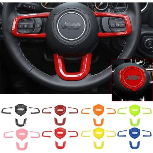 ABS Interior Steering Wheel Decorative Cover for Jeep Wrangler JL Gladiator JT 2018-2021 Car Accessories