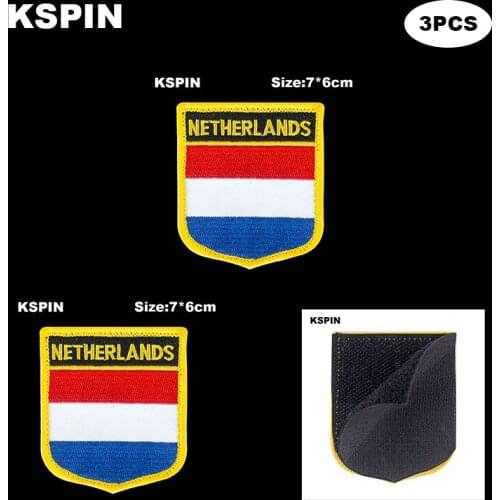 National Flag Patch Hook Loop Netherlands Badges Armband 3D Stick on Jacket Backpack Stickers