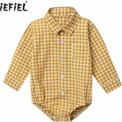 Newborn Lovely Baby Boys Rompers Check Pattern Cotton Long Sleeves Infant Jumpsuit Autumn Winter Toddler Baby Clothes 0-36M