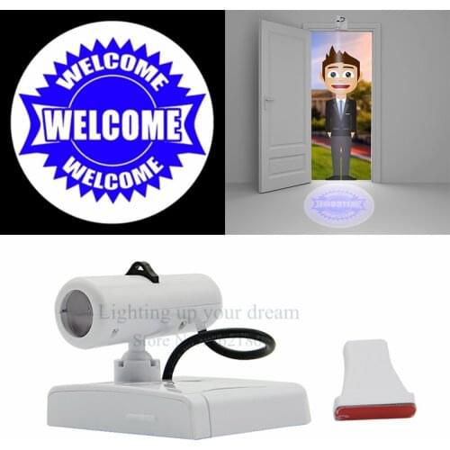 Welcome Projection Door light Cartoon Logo Advertising lamps spotlight with Replaceable Films Support Custom Bedroom Night light
