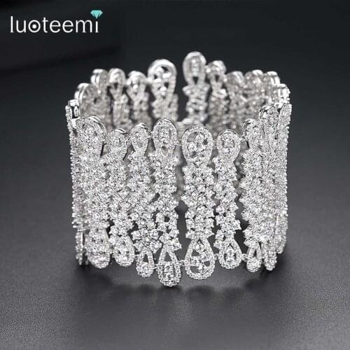 LUOTEEMI Brand Design Vintage Luxury Bracelet for Women Wedding Party Paved Micro Cubic Zircon Fashion Jewelry Bijoux femme Gift