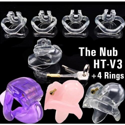 Adult Erotic Sex Toys Men Nub HT V3 Male Chastity Device 4 Rings Small Cock Cage Bio-sourced Penis Rings Dildo Belt