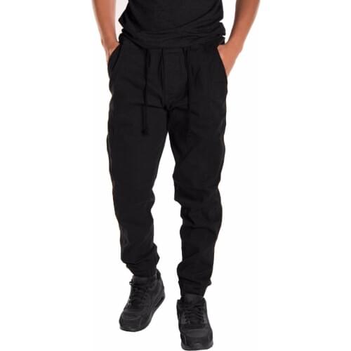 HOT 2019 Outdoor Drawstring loose Male pure color Cargo trousers men tether elastic stitching Patchwork Beam Foot sweatpants