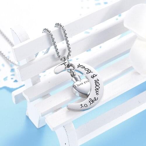 IJD9497 I Love You to the Moon and Back Urn Necklace for Ashes Memorial Keepsake Cremation Pendant Jewelry by Memorys House