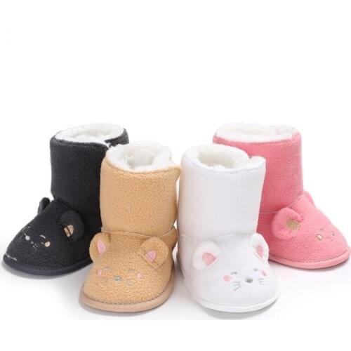 Ins Winter Warm Girl Boots Cute Little Mouse Princess Baby Soft Bottom Shoes Toddler Walking Shoes Hot
