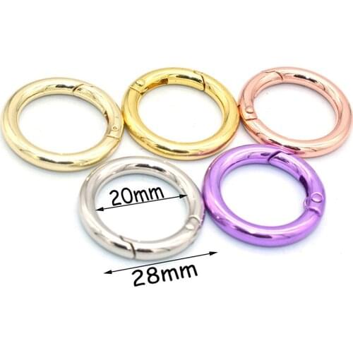 20mm Spring O Rings Round Snap Hook Webbing Hook clip Spring Buckle Gate O Rings Metal purse Bag push Clasp for Purse handbag