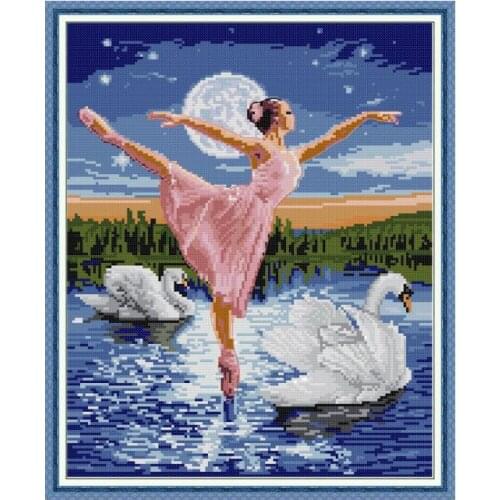 Swan Lake of Ballet cross stitch kit aida 14ct 11ct count printed canvas stitches embroidery DIY handmade needlework