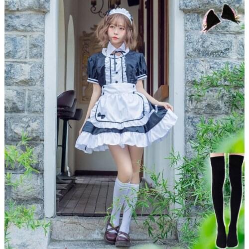 Sweet Lolita Dress French Maid Waiter Costume Women Sexy Mini Pinafore Cute Ouji Outfit Halloween Cosplay For Girls Plus Size
