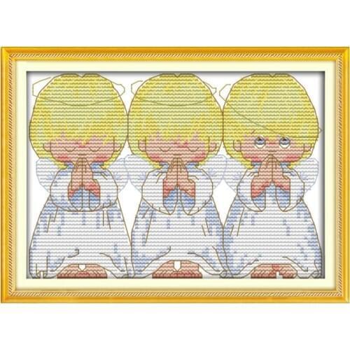 The pray little angels cross stitch kits baby kid 18ct 14ct 11ct counted print cotton thread embroidery DIY handmade needlework