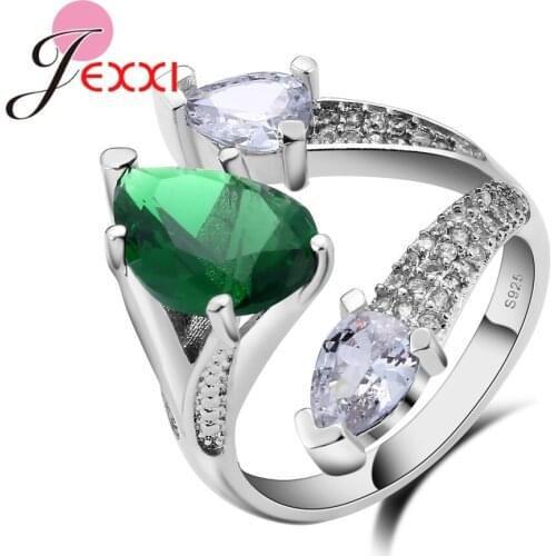 New Women Crystal Cubic Zircon Anillos High Quality 925 Sterling Silver Rings For Women Luxury Water Drop Ring