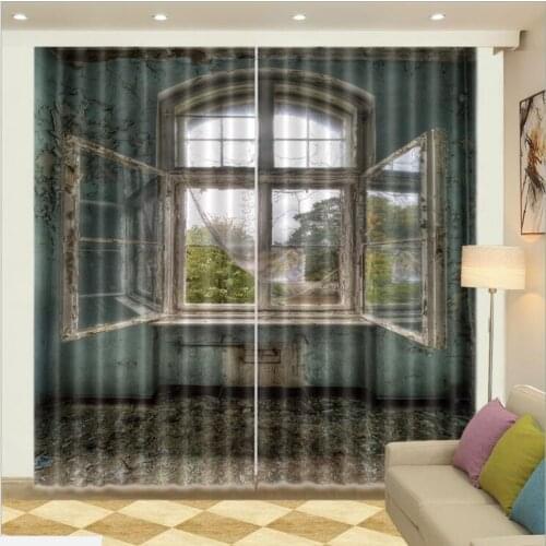 Retro old door balcony 3D Window Curtains For Living Room office Bedroom Decor Drapes Cortina Rideaux Customized size pillowcase