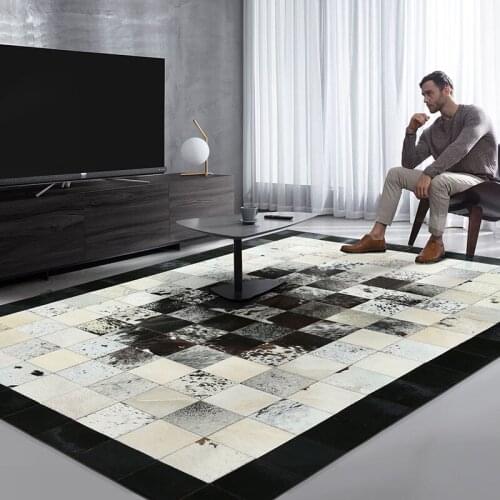 Luxury Cow Leather Patchwork Rug 200cmx300cm Big Size for Living Room Sofa Tea Table Rectangle Mat Bedroom Area Rugs