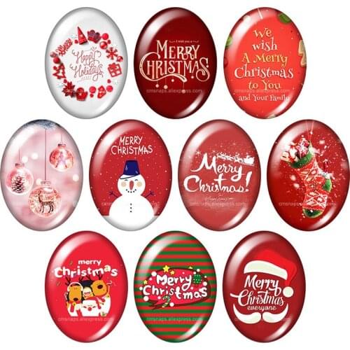 Christmas reindeer tree bells 13x18mm/18x25mm/30x40mm mixed Oval photo glass cabochon demo flat back Jewelry findings TB0056