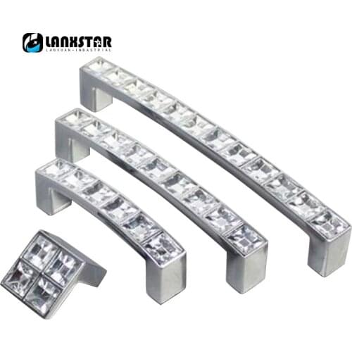 Modern Style Diamond Crystal Drawer Wardrobe Cabinet Pull Handles Knob