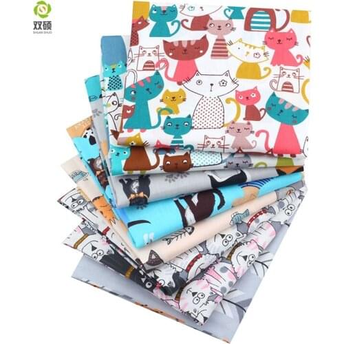 Shuanshuo 8pcs/lot,Cartoon Animal Series,Printed Twill Cotton Fabric,Patchwork Cloth,DIY Sewing Quilting Material ForBaby&Childr