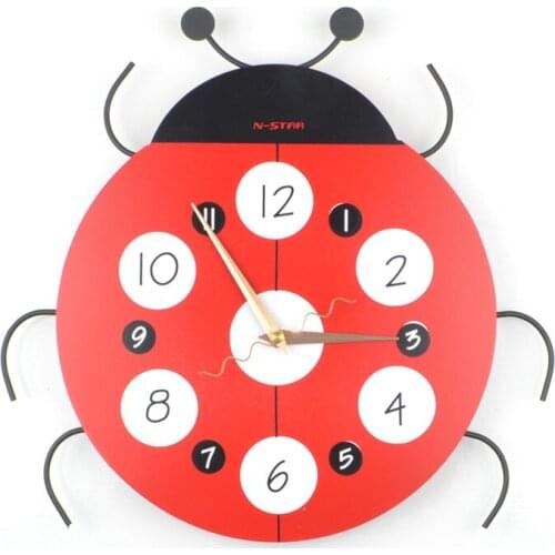 Modern cartoon decoration creative clock walcreative lady beetle 3d wall for childrens living room