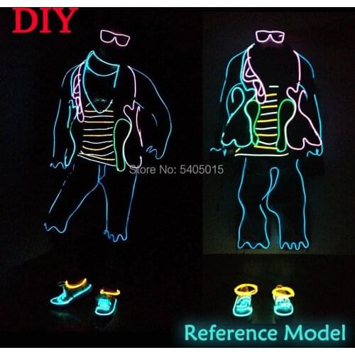 Glowing EL Wire Suits New Neon Light Up Costume Glow Party Supplies Dance Holiday DIY Decoration Luminous Led Strip