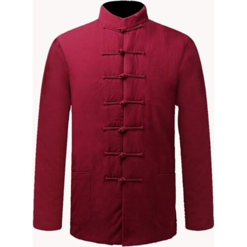 Traditional Chinese Tang Suit Coat New Black Winter MenS Wadded Jacket Thick Kung Fu Jacket Tai Chi Uniform Chaquetas Hombre