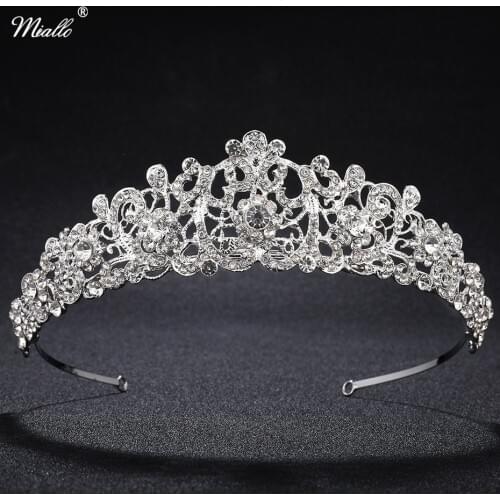 Miallo Vintage Wedding Tiaras Crowns for Bridal Rhinestones Crystal Hair Accessories Jewelry Sparkling Princess Queen Pageant