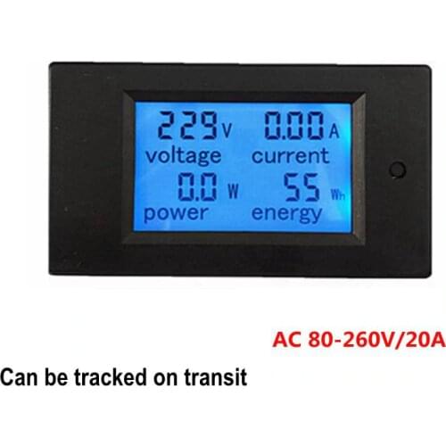 New LCD AC 80-260V/20A Voltmeter Ammeter Volt Power Energy Meter Gauge with Blue Backlight Data Storage Function