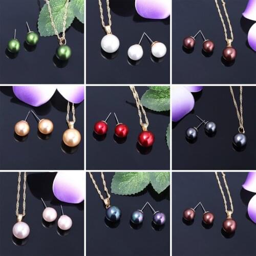 Cring Coco Pearl Jewelry Set Fashion Hawaiian Polynesian Gold Plated Stud Earrings Necklace Sets for Women Girls Valentines Day