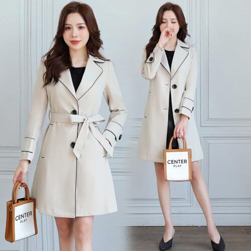 Womens Windbreaker Mid-length 2021 New Spring And Autumn Fashion All-Match Female Trench Coat