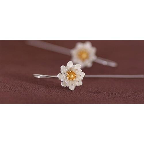 925 Sterling Silver Flower Earrings For Women New Design Lovely Girls Gift Statement Jewelry Pendientes Plata 925