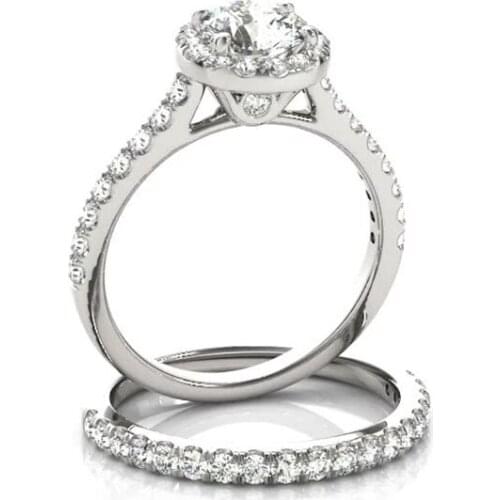 925 Sterling Silver Women Engagement Ring Sets 1 Carat Wedding Bands Lady Bridal Jewelry Gifts