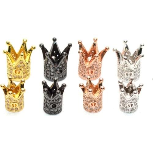 Gold Silver Gun Metal Black Plating Cylinder Crown Beads Rhinestone Crystal Setting DIY Jewlery Making Findings Accessory 20pc