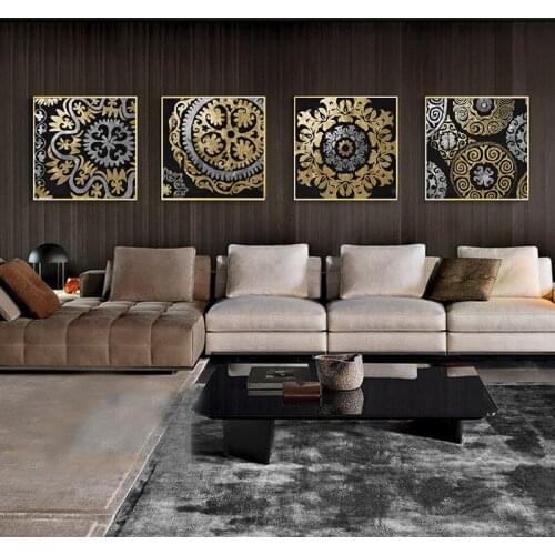 Gold Modern Nordic Abstract Geometric Pattern Lines Canvas Painting Picture Home Decor Wall Art Canvas Poster Print Living Room