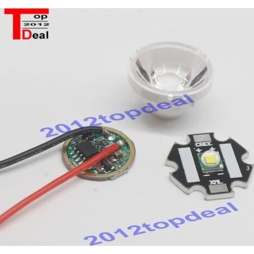 1set Cree XM-L black pcb LED T6 White Light + 3.7V Driver + Lens with Base Holder