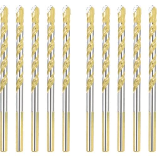 10Pcs Drill Bits Twists Drillhead Wall Ceramic Glass Punching Hole Working Set Tool Parts