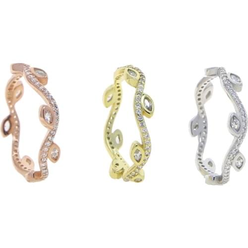 100% 925 sterling Silver oval cz leaf shape Wedding finger Rings Set Female CZ stackable Engagement Bridal Ring Sets Jewelry