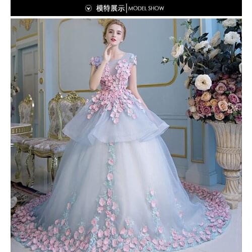100%real full petals court trailing Medieval Renaissance gown Sissi princess dress Victorian /Marie/ Belle Ball cosplay dress