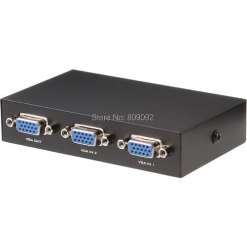 2-Port VGA Switch Video Audio Selector Switcher Box 2 In 1 Out For PC or Monitor Sharing