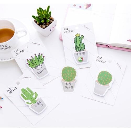 4Pcs/set Cactus Plant Memo Pad Kawaii Stickers Creative Cartoon Stationery Cute Sticky Notes Office Students School Supplies